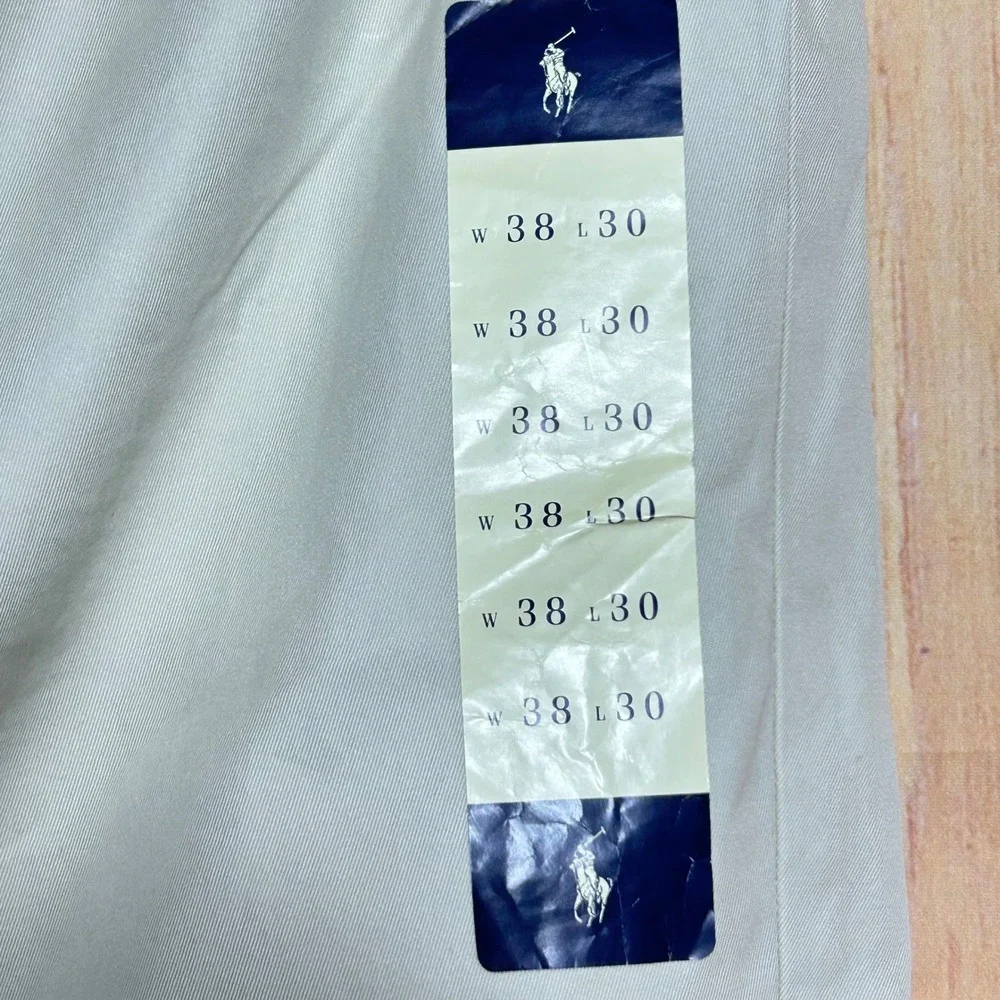 New VTG Polo Ralph Lauren Chino Pants Mens 38x30 Tan‎ Khaki Preppy lightweight